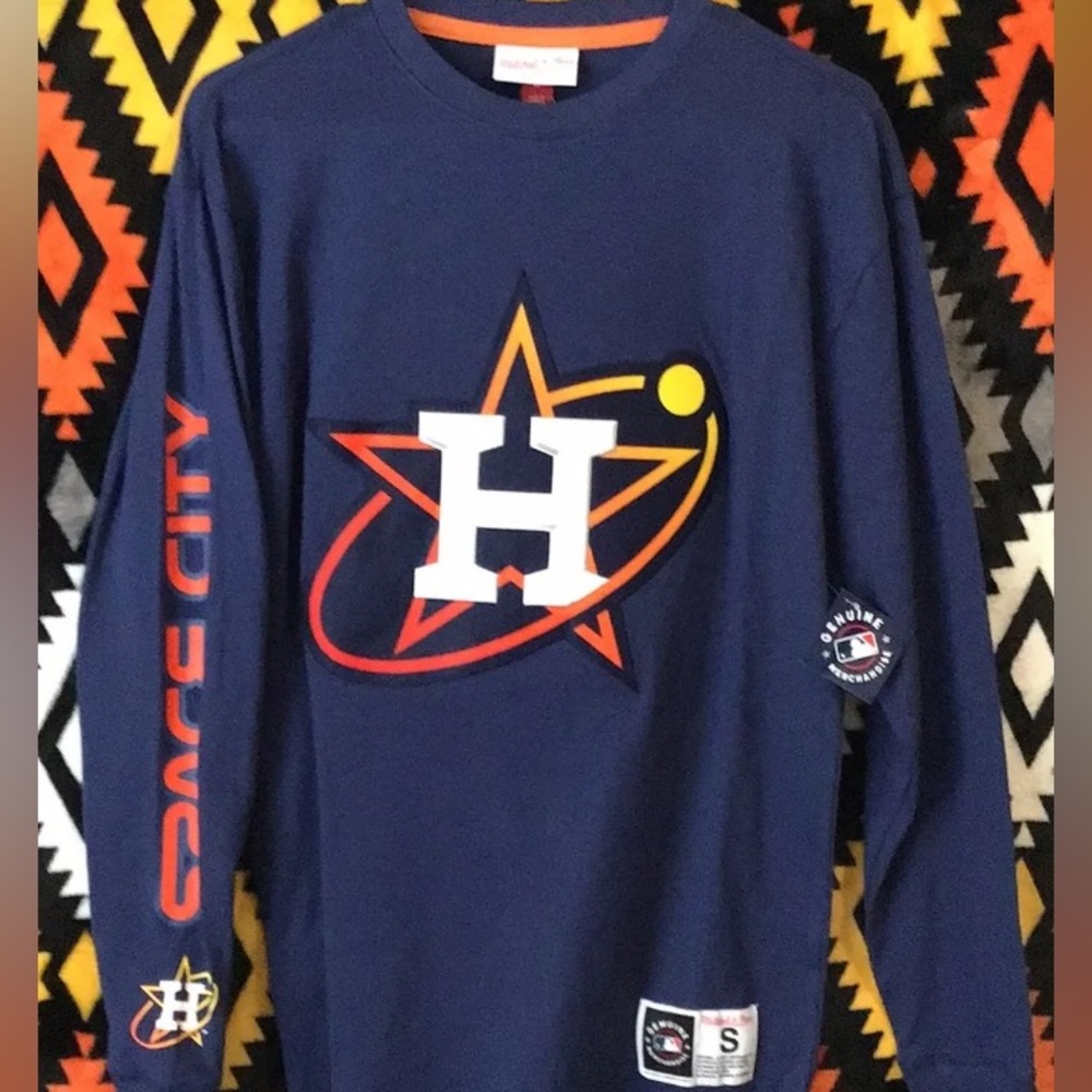 NWT Deadstock Mitchell & Ness Houston Astros Space City Long Sleeve Tee Small